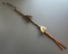 Vintage Hitched Horse Hair and Braided Leather Equestrian Horse Whip