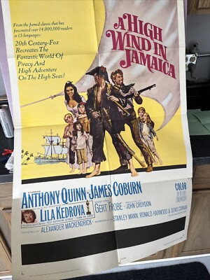 Vintage Original 1965  A High Wind in Jamaica   Single Sided Movie Poster 27x41