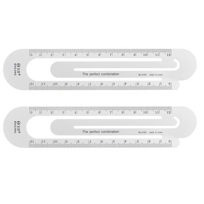 2pcs Straight Ruler 12cm Metric Bookmark Clip Ruler Silver Tone