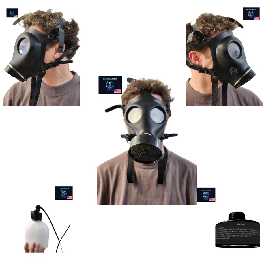 MASCARILLA GAS israelí SafeGuardian con FILTRO Premium de 40 mm y BOTELLA DE 36 OZ/MANGUERA DE 38' Foto 2 de 4