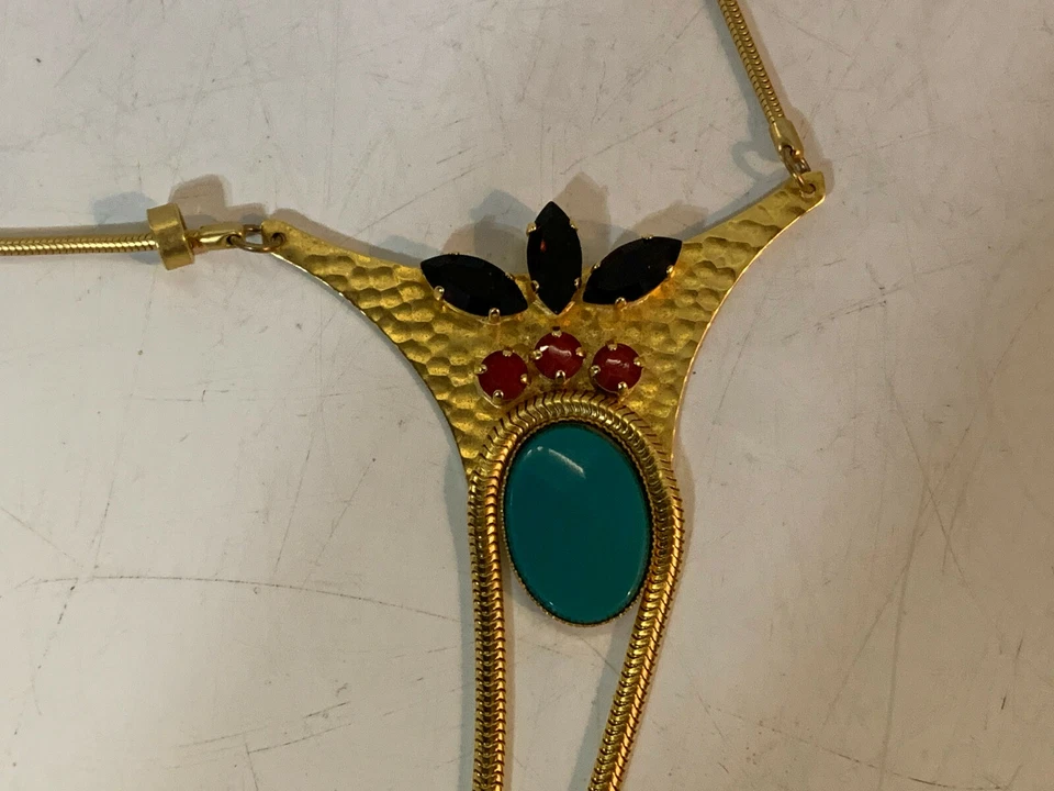 Angel Court Tan Tan Gold Tone Jeweled Necklace - Image 3 of 4