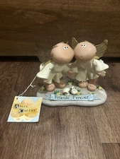 Angel Cheeks Figurine Sculpture Friends Forever Pair w/ Dog 4x5 Russ