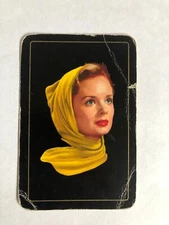 Bridge EXTRA JOKER Lady with Yellow Scarf Portrait Vintage Art Swap Playing Card