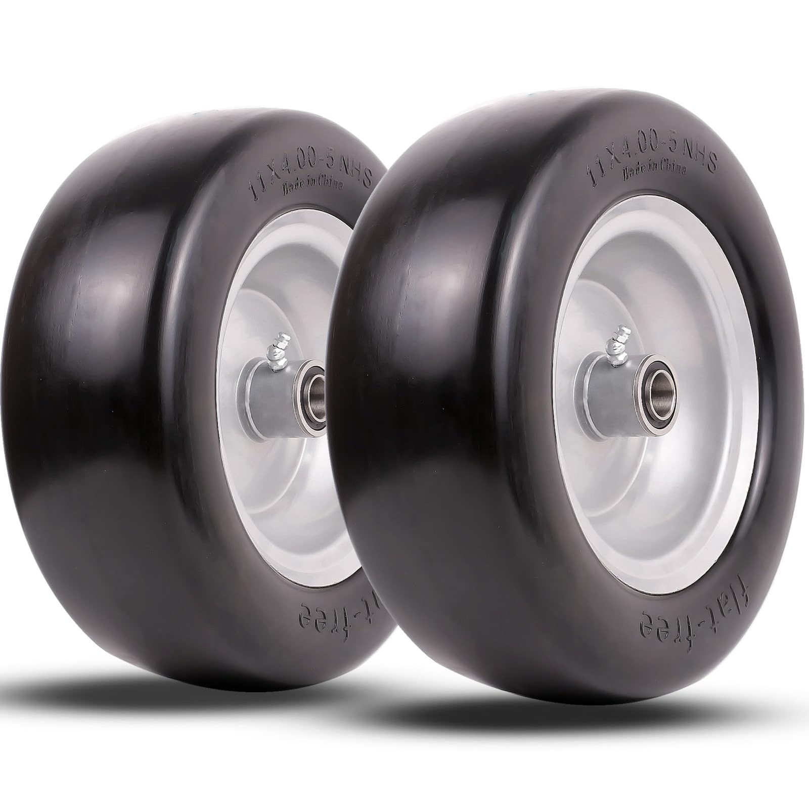 11x4.00-5 lawn mower tires flat free, Solid Smooth Tires and Wheel with 3/4