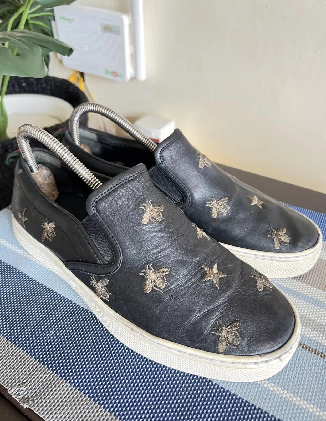 Baskets noires à enfiler Gucci homme Dublin en cuir gaufré signature US 7 407364