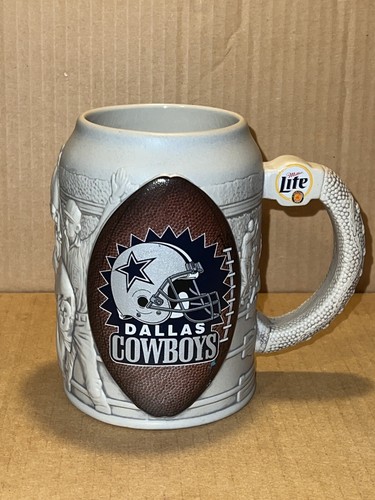 1999 Dallas Cowboys heavy 3D Miller Lite Beer 30 OZ Mug Ceramic NFL Vintage