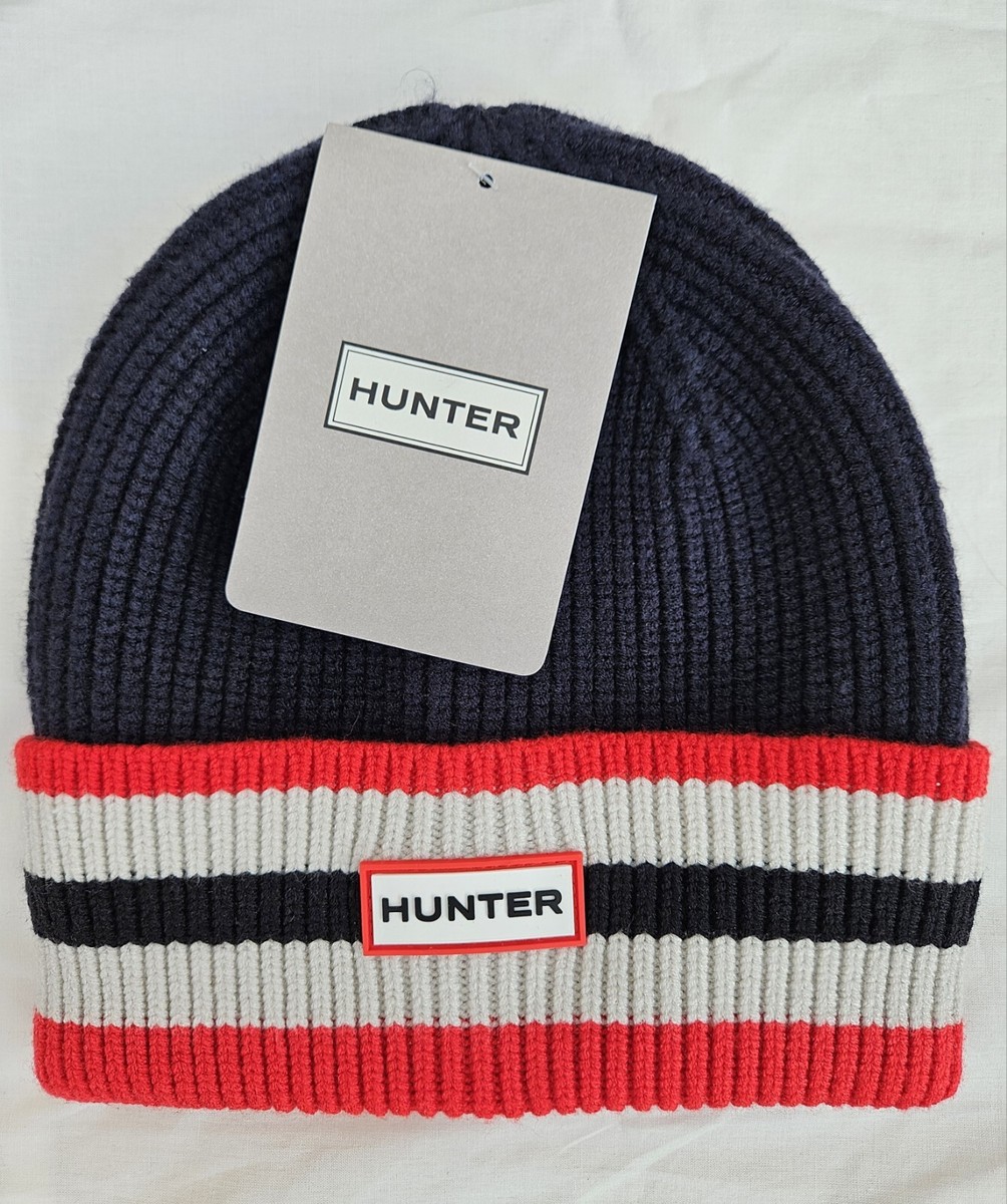 NEW HUNTER RIBBED LOGO BEANIE HAT ADULT ONE SIZE VALTAMERI BLUE