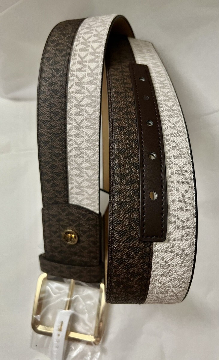MEDIUM Michael Kors Signature Tan and Cream Belt Michael Kors Reversible Buckle Belt (Cream, Large) - Walmart.com main image 4