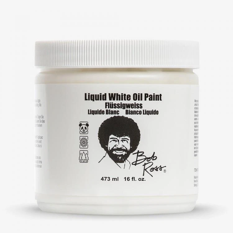 Bob Ross Liquid White Oil Paint White Basecoat Canvas Prep 473ml 16oz
