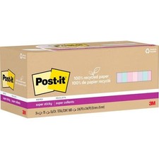 Post it 100 Recycled Paper Super Sticky Notes 3 in x 3 in W 833045
