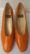  Nine West Women's  Dress Shoe Orange Low Pump Heels Size 7.5 EC