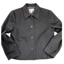 Talbots Petites Black Textured Blazer Jacket Women's Size 12 Preppy Business Cas