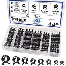 Tnisesm 80pcs Spring Band Hose Clamps Assortment 80pcsblack 80pcsblack