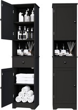 Tall Bathroom Cabinet Storage Cabinet W/ 2 Doors 2Drawer W/ Ajustable Shelve