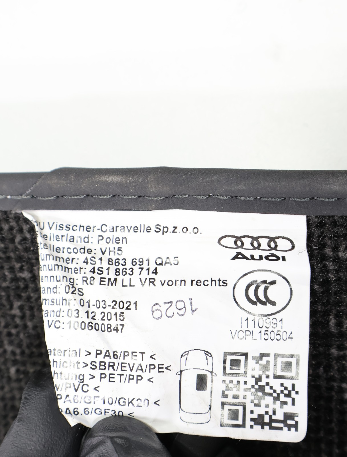 Audi R8 2017-2023 Floor mat P/N 14781