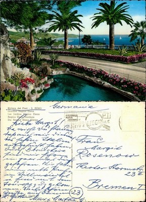 Cartolina San Remo Sanremo Riviera dei Fiori Giardini Regina Elena 1960