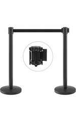 2 Pack Stanchions Posts, Retractable Belts, 11 Feet Crowd Control Barriers Set