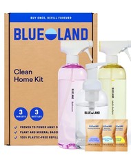 BLUELAND Clean Home Kit (3 Reusable Bottles + 3 Tablet Refills) Natural All Purp