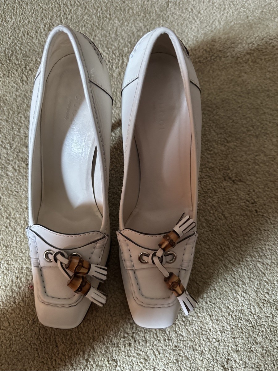 GUCCI Pumps Heel Horsebit Leather cream off white size 7.5 B | eBay