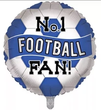 Blue Football Fan Uninflated Helium Balloon