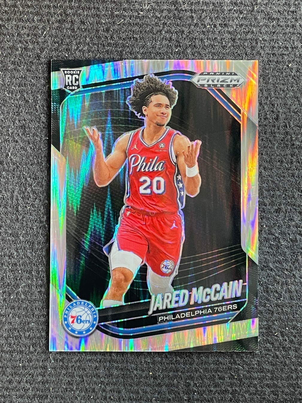 Jared McCain 2024-25 Panini Prizm Black Skewed Prizm 213/249 RC #80