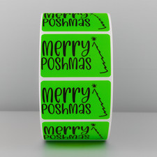 Merry Poshmas" Stickers Roll - 50 Green Poshmark Holiday Supplies