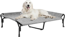 Cooling Elevated Dog Bed, XL Raised Pet Cot with Guardrail Slope Headrest, Dur