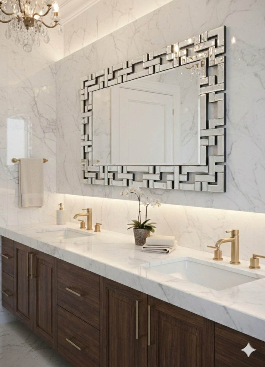 42"x30" Full-length Mirror Bedroom Mirror Wall Bathroom Mirror Frameless Mirror