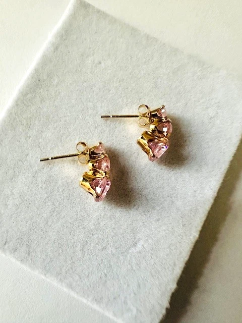 Aretes Estate de oro amarillo de 14 quilates de morganita rosa Foto 4 de 4
