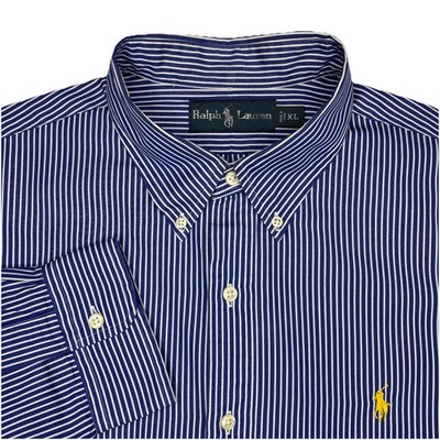 Ralph Lauren Mens Shirt XL Button Down Pony Blue Stripe Preppy Normcore Relax