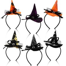 6 Pack Halloween Headbands for Women Kids, Assorted Witch Hat Headband...