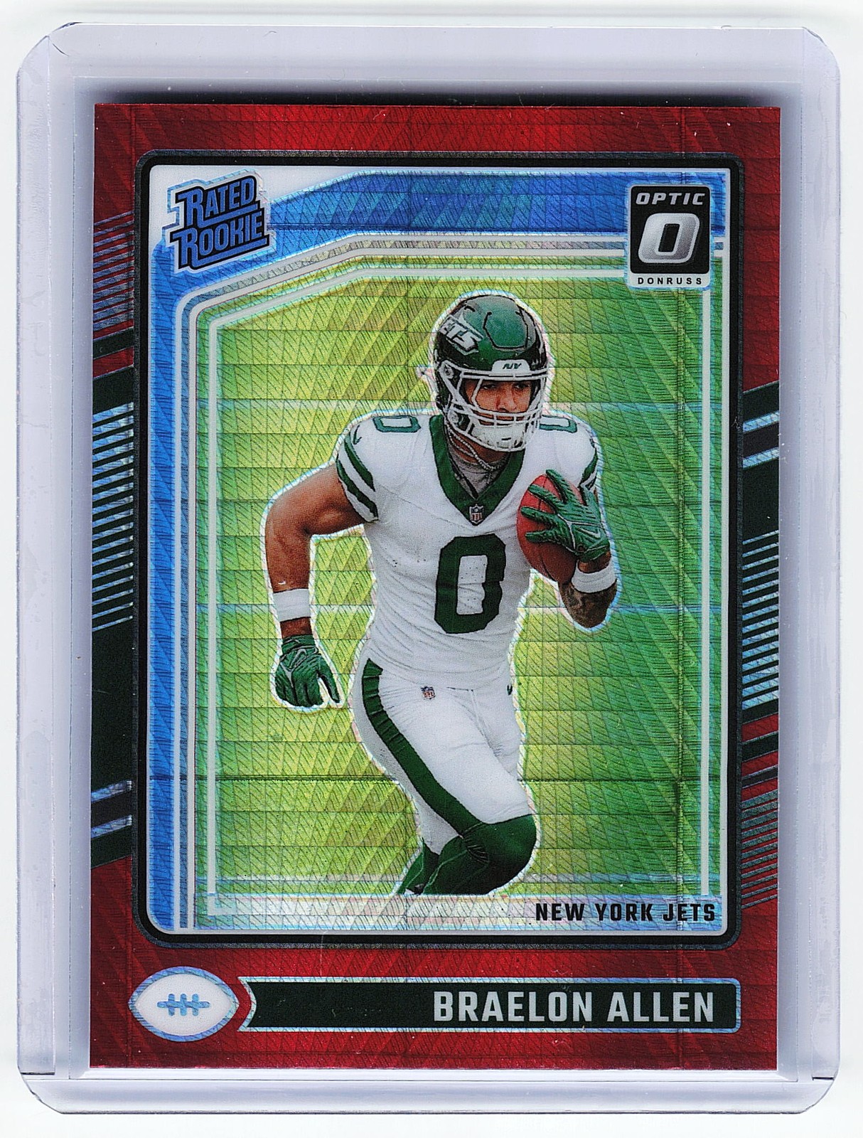 2024 Donruss Optic #211 Braelon Allen Red Hyper Prizm New York Jets