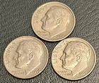 1965 1966 1967 Roosevelt Dime No Mint Mark Set 3 Coins