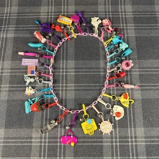 Plastic Bell Clip On Vintage 80's Charm Necklace 29 Charms
