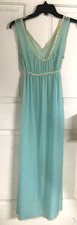 Vanity Fair Vintage Nylon V-Neck Tie Back Teal Size Small Night Gown