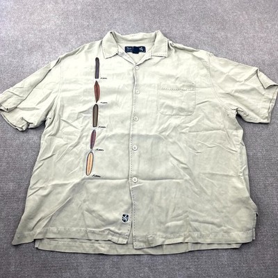 Nat Nast Shirt Mens XL Beige Silk Camp Limited Edition Luxury Original Button Up