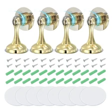Door Stopper Catch, 4 Pack Door Catch with Adhesive & Screws, Gold Tone