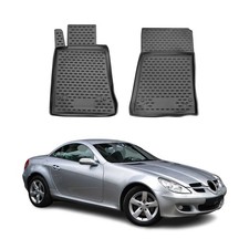 OMAC Gummimatten Fußmatten für Mercedes SLK R171 2004-2010 TPE Matten Schwarz 2x