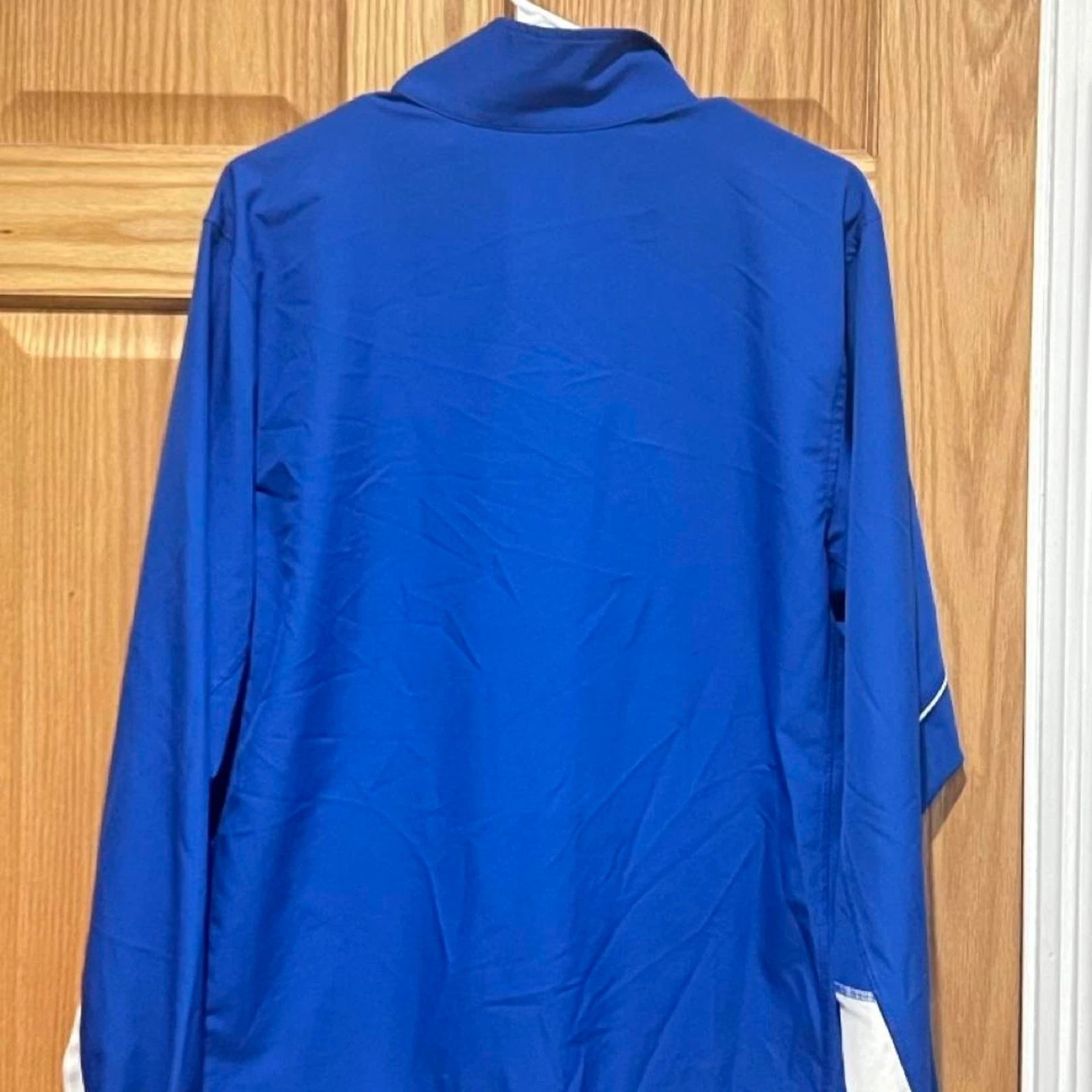 Nike Dri-Fit Men's Blue Full Zip Windbreaker Jacket Size M White Stripes - product detail image 3