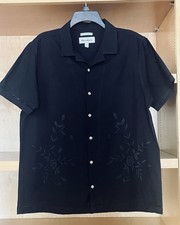 threadbare Mens L Black Short Sleeve Button-U...