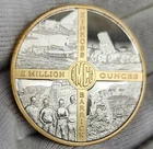 Kinross / Barrick Gold Gilded Rare 1 Troy Oz .999 Fine Silver Proof Round
