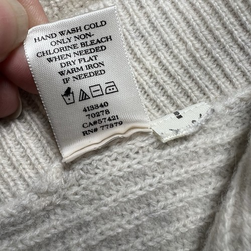 Ann Taylor Wool Cashmere Sweater Gray Knit Side Slits Crew Women's Small - Picture 7 of 12