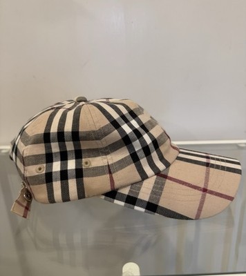 Burberry Hat Vintage Beige Nova Check Baseball Cap Cotton 90s Snap