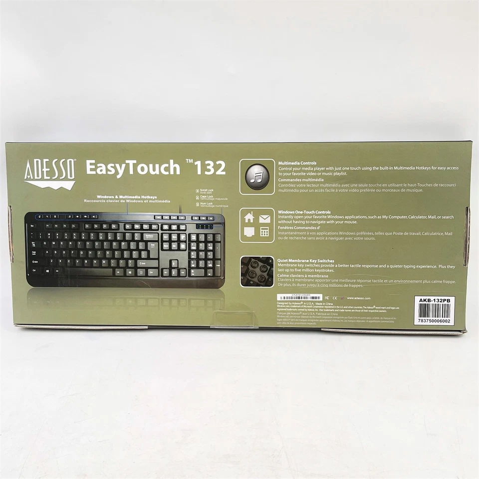 ADESSO AKB-132PB BLACK PS/2 KEYBOARD EASYTOUCH 123 - NEW - Image 3 of 4