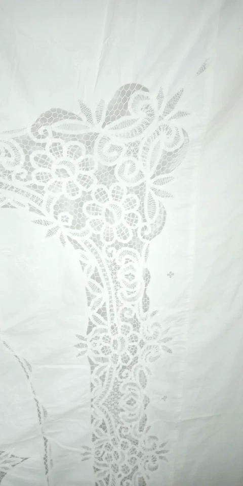 Battenburg Lace Tablecloth Paper White Banquet Large Cotton Linen 103"X81" - Image 3 of 4