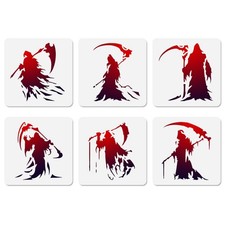 6Pcs Grim Reaper Halloween DIY Painting Stencils for Wall Decor