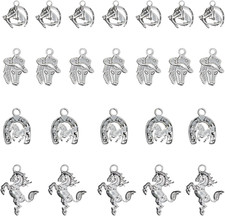 40PCS Alloy Lucky Horse Horseshoe Charms Pendents Western Cowboy Pendants Animal