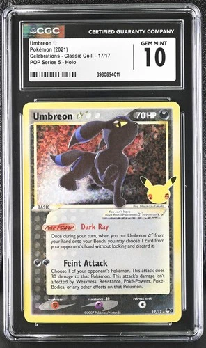 CGC 10 Umbreon Gold Star 17/17 Celebrations Classic Collection Holo Pokemon Card