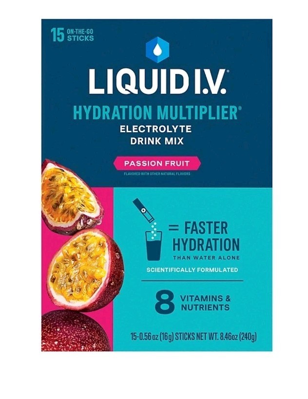 Liquid IV Passion Fruit Electrolyte Hydration Powder Packets 9.3oz 16ct  