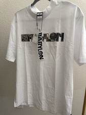 Babylon Mens White Graphic Logo Crew Neck Sho...